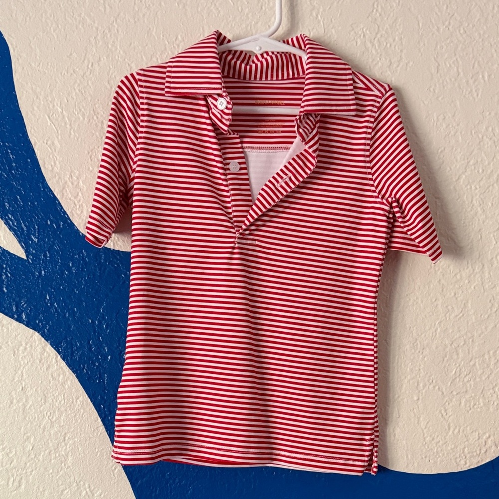 Red Striped Kids Polo Shirt